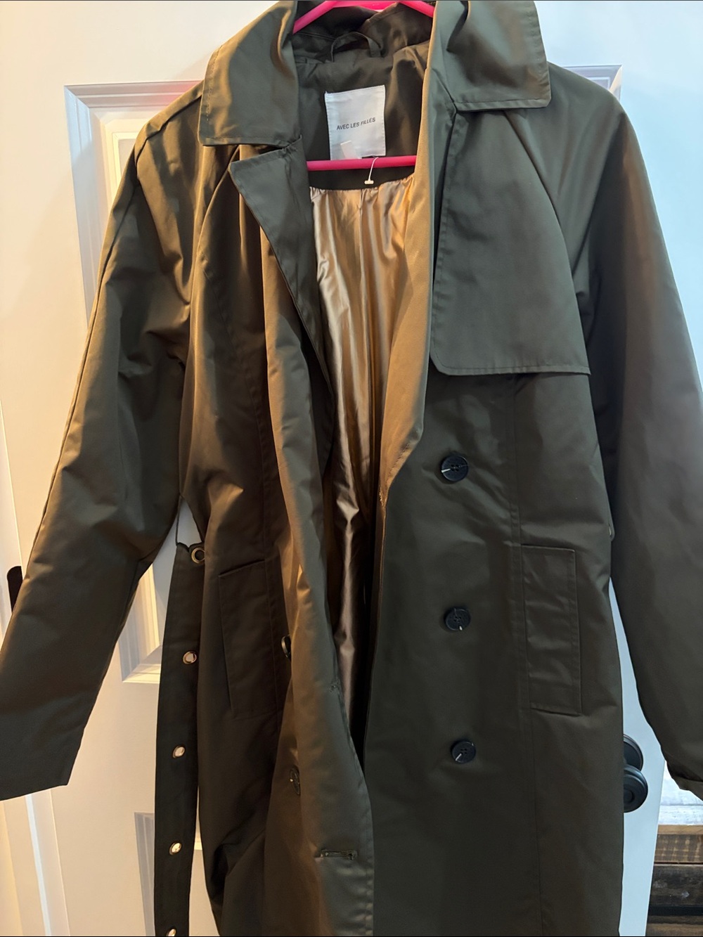 Avec Les Filles Olive Green Trench Coat